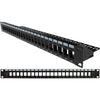 1U 24 Port Blank Patch Panel with Cable Manager - Black