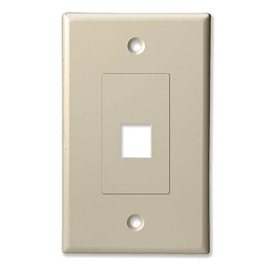 Single Gang - Decorator Style Face/Wall Plate with 1 Keystone Port Insert, UL, ABS - Almond