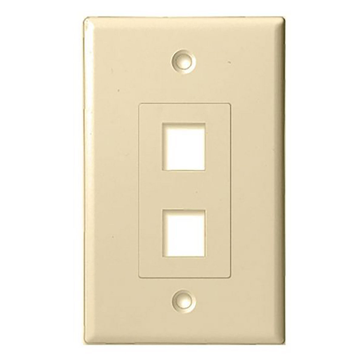 Single Gang - Decorator Style Face/Wall Plate with 2 Keystone Port Inserts, UL, ABS - Almond