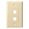 Single Gang - Decorator Style Face/Wall Plate with 2 Keystone Port Inserts, UL, ABS - Almond