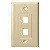 Single Gang - Decorator Style Face/Wall Plate with 2 Keystone Port Inserts, UL, ABS - Ivory