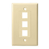 Single Gang - Decorator Style Face/Wall Plate with 3 Keystone Port Inserts, UL, ABS - Almond