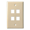 4 Port - Keystone Wall Plate - Standard, Single Gang, UL - Ivory