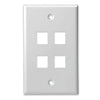 4 Port - Keystone Wall Plate - Standard, Single Gang, UL - White