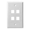 Single Gang - Decorator Style Face/Wall Plate with 4 Keystone Port Inserts, UL, ABS - White