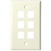 6 Port - Keystone Wall Plate - Standard, Single Gang, UL