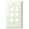 Single Gang - Decorator Style Face/Wall Plate with 6 Keystone Port Inserts, UL, ABS - Almond