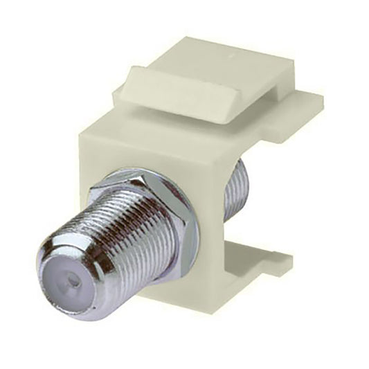 1 GHz F-Connector - Keystone Snap-In Insert, Female to Female, Nickle Plated, UL - Almond 10 Pack