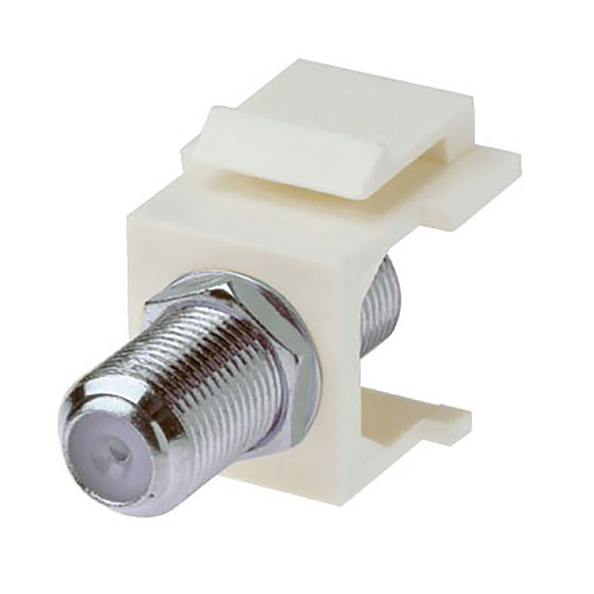 1 GHz F-Connector - Keystone Snap-In Insert, Female to Female, Nickle Plated, UL - White 10 Pack