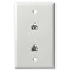 Dual 4C Telephone Jack Wall Plate - White