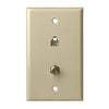 Telephone and CATV Wall Plate, Single Gang - Almond