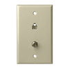 Telephone and CATV Wall Plate, Single Gang - Ivory