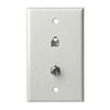 Telephone and CATV Wall Plate, Single Gang - White