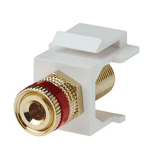 Speaker Binding Post - Keystone Snap-In Insert, Gold Plated - Red/White