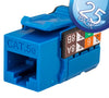 CAT5E Data Grade Keystone Jack – RJ45, 8×8 - Blue, 25 Pack