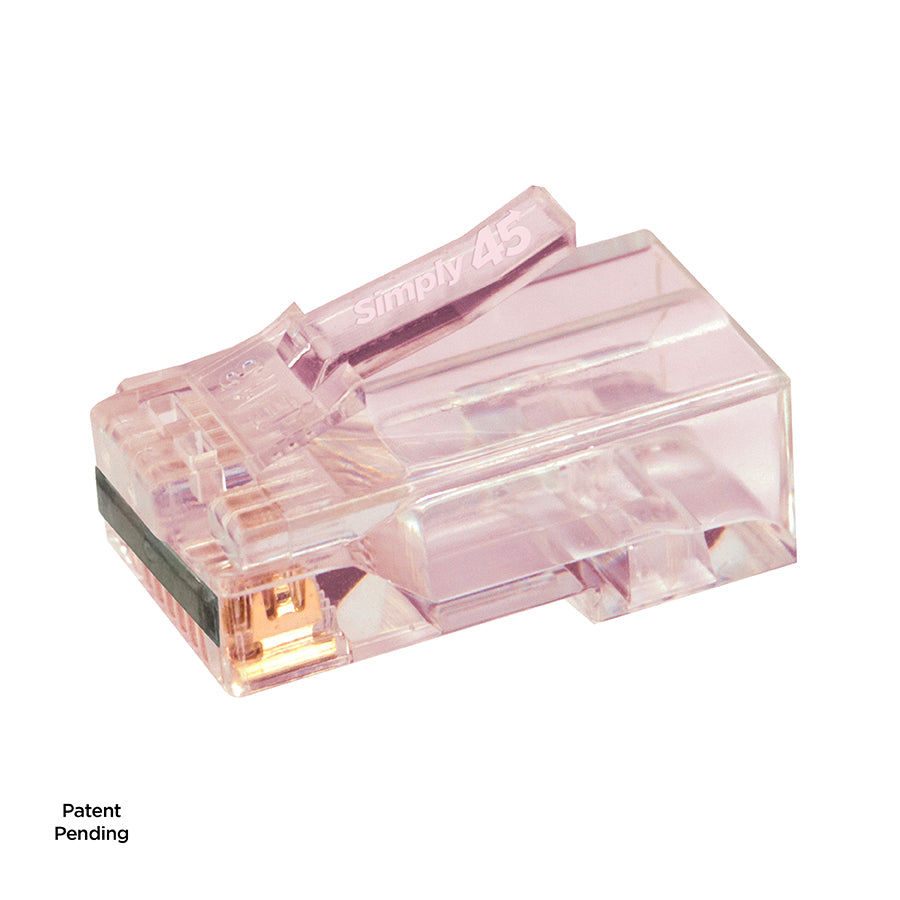 S45-1700P – Simply45® ProSeries Cat6/6a Unshielded Pass-Through RJ45 Modular Plugs with Cap45® 100 pc/Jar