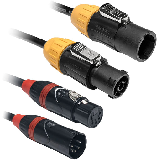 True1 Compatible Male to Female with 5 Pin DMX Combo Cable