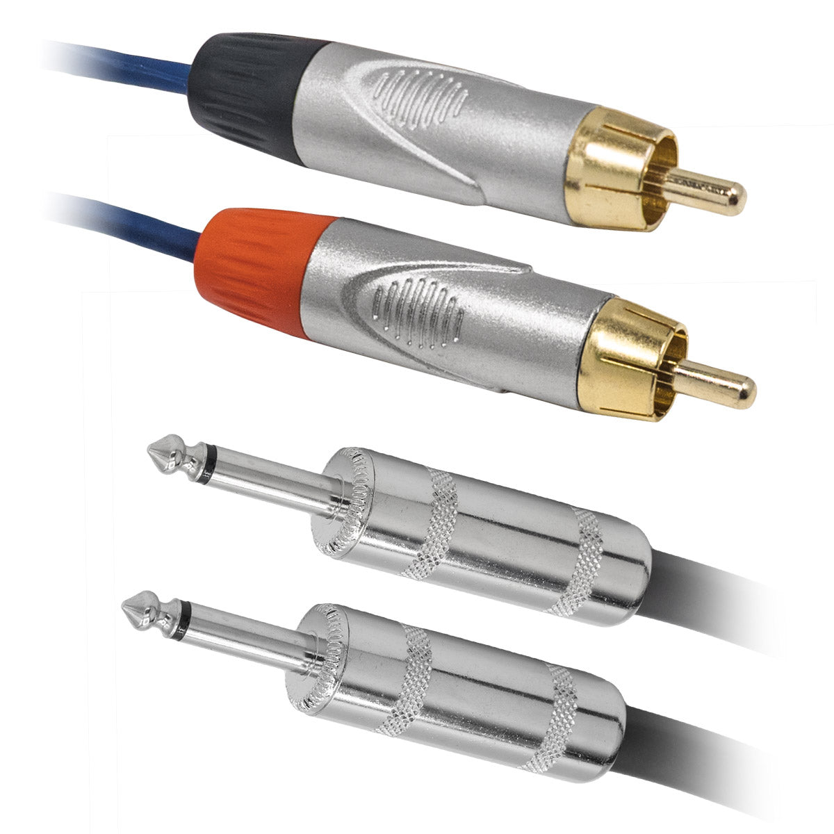 1/4" Mono Male to (2) RCA Male Un-Balanced Cable